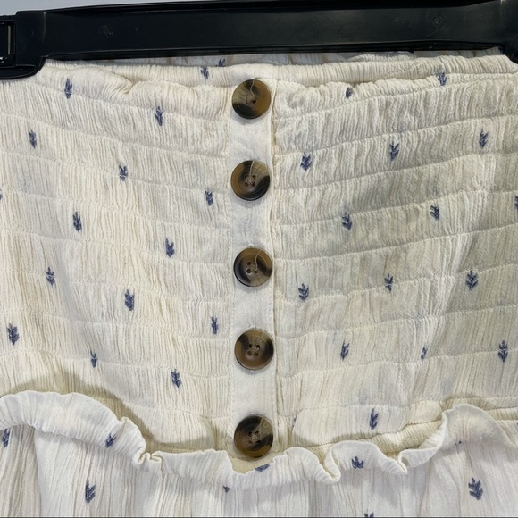 Strapless cream and blue romper with buttons from American Eagle - Picture 6 of 12